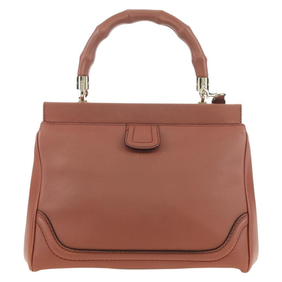 GUCCI Bamboo Handtas Leer 2way Roze Goud 308385 Auth 181722V