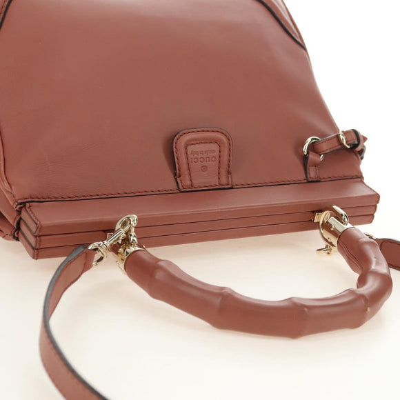 GUCCI Bamboo Handtas Leer 2way Roze Goud 308385 Auth 181722V