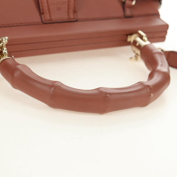 GUCCI Bamboo Handtas Leer 2way Roze Goud 308385 Auth 181722V