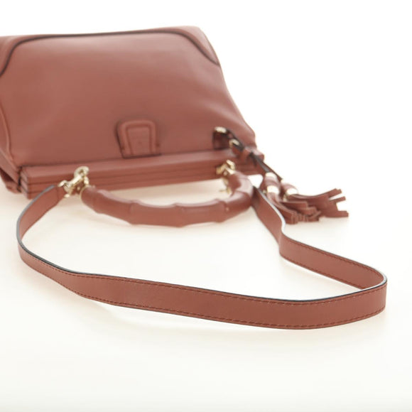 GUCCI Bamboo Handtas Leer 2way Roze Goud 308385 Auth 181722V