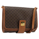 CELINE Macadam Canvas Shoulder Bag PVC Leather Brown Gold Auth 181724-1