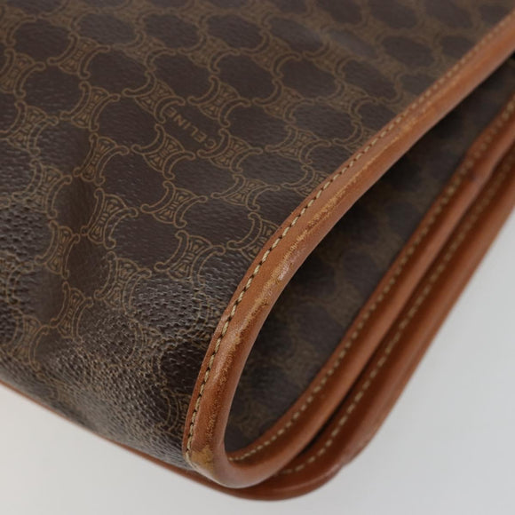 CELINE Macadam Canvas Shoulder Bag PVC Leather Brown Gold Auth 181724