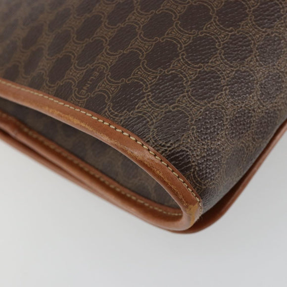 CELINE Macadam Canvas Shoulder Bag PVC Leather Brown Gold Auth 181724