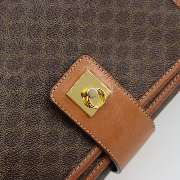 CELINE Macadam Canvas Shoulder Bag PVC Leather Brown Gold Auth 181724