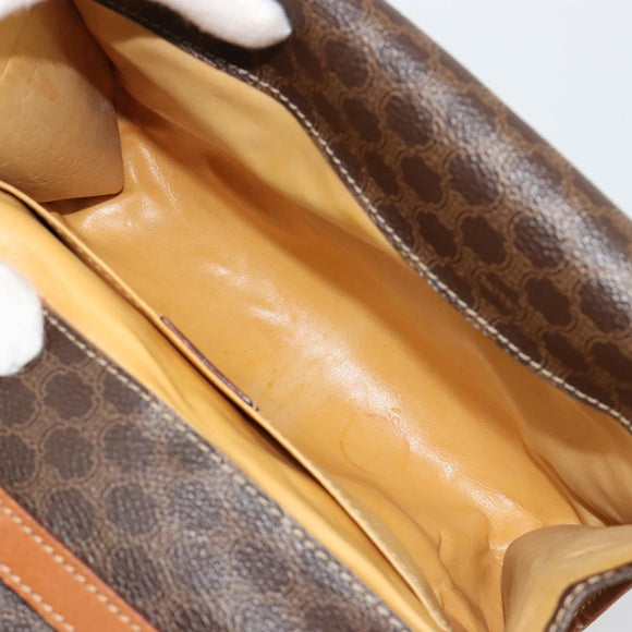 CELINE Macadam Canvas Shoulder Bag PVC Leather Brown Gold Auth 181724