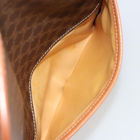 CELINE Macadam Canvas Shoulder Bag PVC Leather Brown Gold Auth 181724
