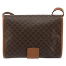 CELINE Macadam Canvas Shoulder Bag PVC Leather Brown Gold Auth 181724-2