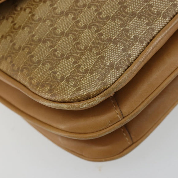 CELINE Macadam Canvas Shoulder Bag PVC Beige Gold Auth 181725