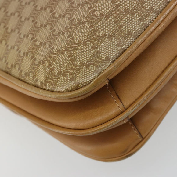 CELINE Macadam Canvas Shoulder Bag PVC Beige Gold Auth 181725