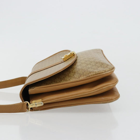 CELINE Macadam Canvas Shoulder Bag PVC Beige Gold Auth 181725