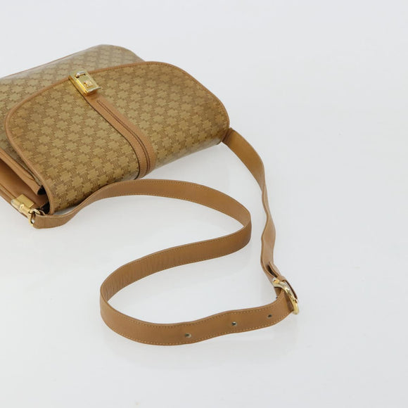 CELINE Macadam Canvas Shoulder Bag PVC Beige Gold Auth 181725