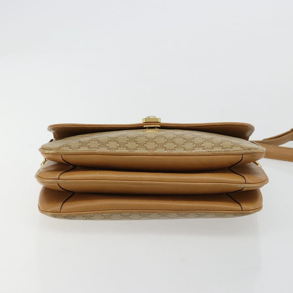 CELINE Macadam Canvas Shoulder Bag PVC Beige Gold Auth 181725