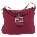 FENDI Mamma Baguette Schultertasche Jersey Lila Silber Auth 181726-2