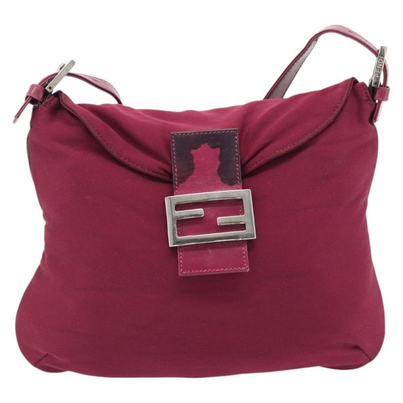 FENDI Mamma Baguette Schultertasche Jersey Lila Silber Auth 181726