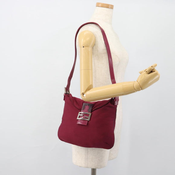 FENDI Mamma Baguette Schultertasche Jersey Lila Silber Auth 181726