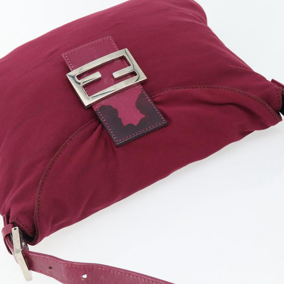 FENDI Mamma Baguette Schultertasche Jersey Lila Silber Auth 181726