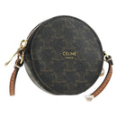 CELINE Macadam Canvas Triomphe Shoulder Pouch PVC Black Gold Auth 181733M-1