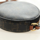 CELINE Macadam Canvas Triomphe Shoulder Pouch PVC Black Gold Auth 181733M-15