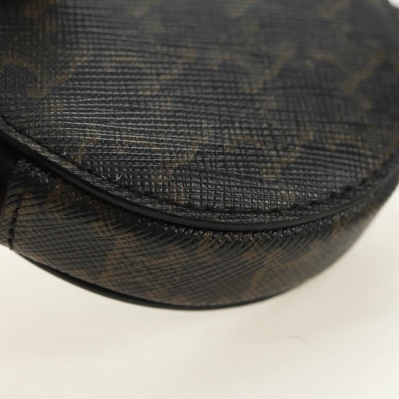 CELINE Macadam Canvas Triomphe Shoulder Pouch PVC Black Gold Auth 181733M