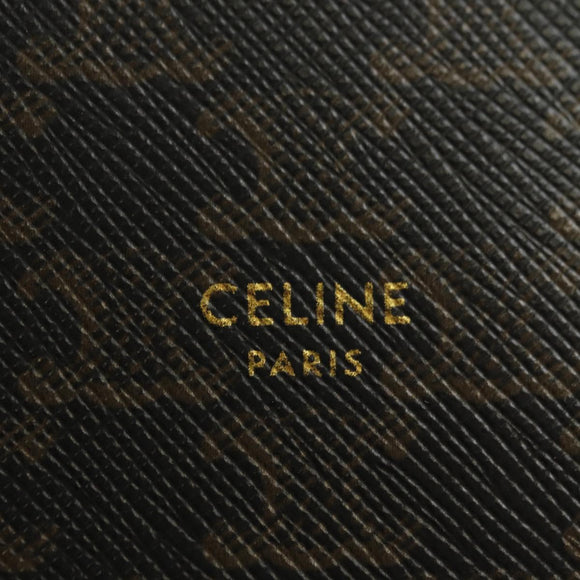 CELINE Macadam Canvas Triomphe Shoulder Pouch PVC Black Gold Auth 181733M