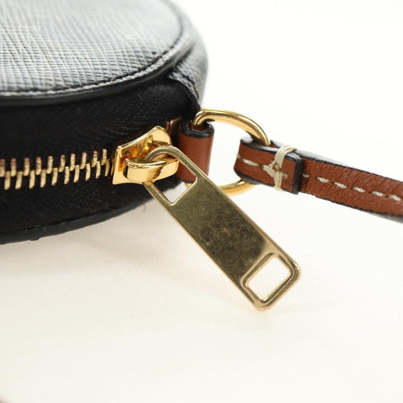 CELINE Macadam Canvas Triomphe Shoulder Pouch PVC Black Gold Auth 181733M