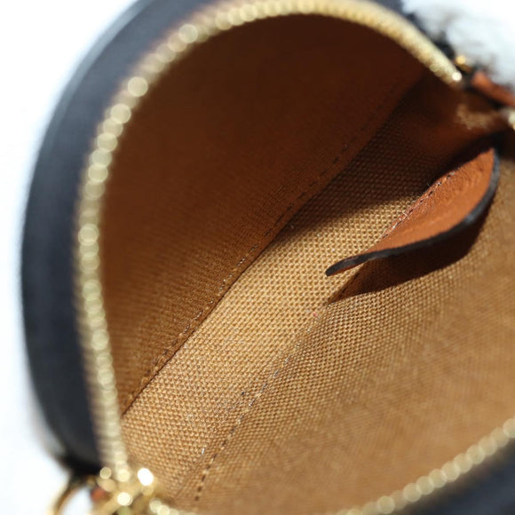 CELINE Macadam Canvas Triomphe Shoulder Pouch PVC Black Gold Auth 181733M