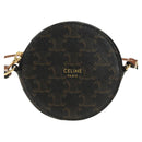 CELINE Macadam Canvas Triomphe Shoulder Pouch PVC Black Gold Auth 181733M-13