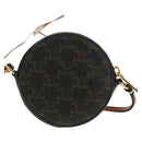 CELINE Macadam Canvas Triomphe Shoulder Pouch PVC Black Gold Auth 181733M-2