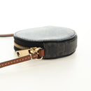 CELINE Macadam Canvas Triomphe Shoulder Pouch PVC Black Gold Auth 181733M-3