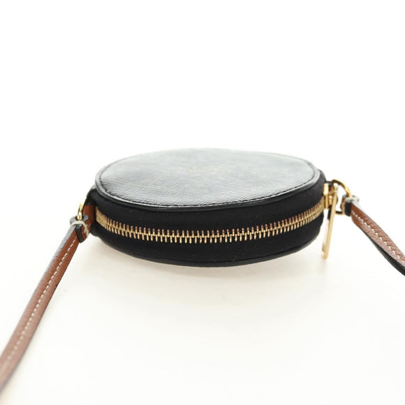 CELINE Macadam Canvas Triomphe Shoulder Pouch PVC Black Gold Auth 181733M
