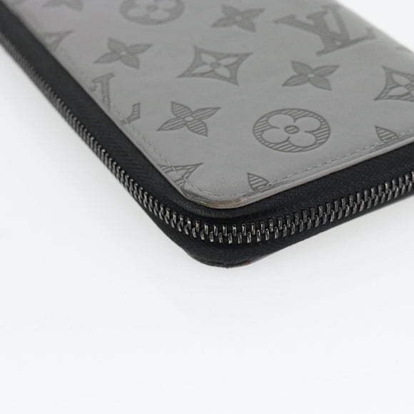 LOUIS VUITTON Monogram Shadow Zippy Wallet Vertical Gray M81384 LV Auth 181734A