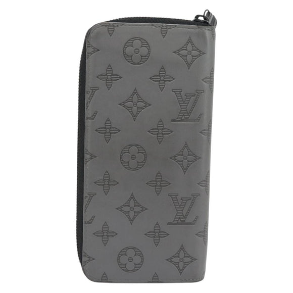 LOUIS VUITTON Monogram Shadow Zippy Wallet Vertical Gray M81384 LV Auth 181734A