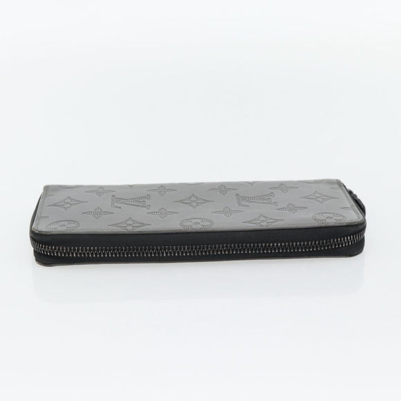 LOUIS VUITTON Monogram Shadow Zippy Wallet Vertical Gray M81384 LV Auth 181734A