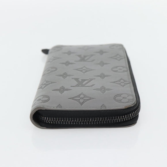 LOUIS VUITTON Monogram Shadow Zippy Wallet Vertical Gray M81384 LV Auth 181734A