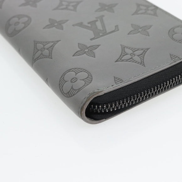 LOUIS VUITTON Monogram Shadow Zippy Wallet Vertical Gray M81384 LV Auth 181734A