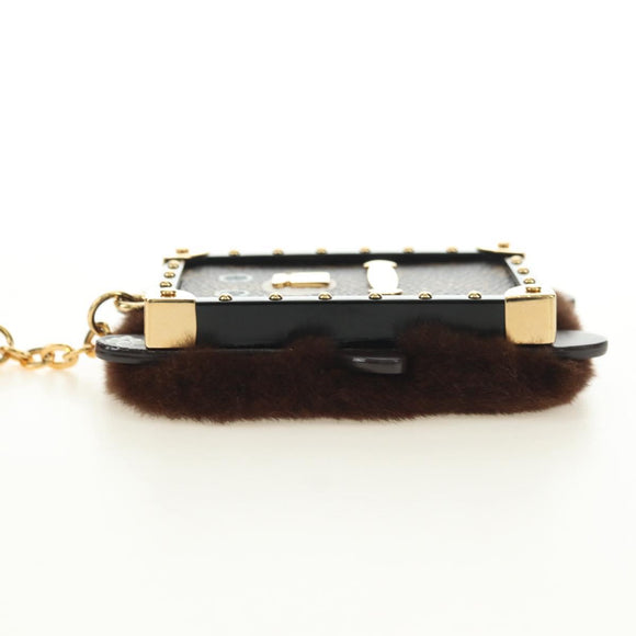 LOUIS VUITTON Monogram Bijoux Sack Wild Fur Key Holder M68451 LV Auth 181735M