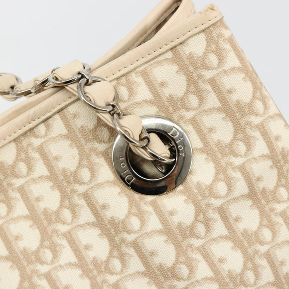 Christian Dior Trotter Canvas Chain Romantic Bag PVC Pink Silver Auth 181736