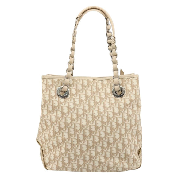 Christian Dior Trotter Canvas Chain Romantic Bag PVC Pink Silver Auth 181736