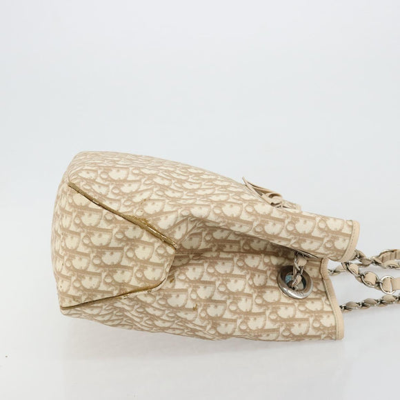 Christian Dior Trotter Canvas Chain Romantic Bag PVC Pink Silver Auth 181736