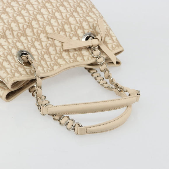 Christian Dior Trotter Canvas Chain Romantic Bag PVC Pink Silver Auth 181736
