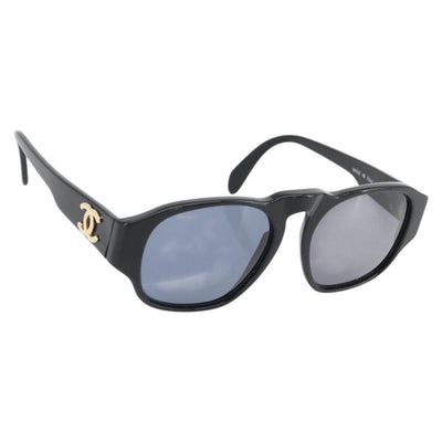 CHANEL COCO Mark Sunglasses plastic Black CC Auth 181746