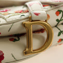 Christian Dior Saddle Shoulder Bag Leather 2way White Gold Auth 181753SAM-18