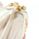 Christian Dior Saddle Shoulder Bag Leather 2way White Gold Auth 181753SAM-23