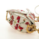 Christian Dior Saddle Shoulder Bag Leather 2way White Gold Auth 181753SAM-5