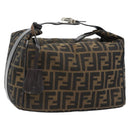 FENDI Zucca Canvas Vanity Handtasche Schwarz Braun Auth 181755-1