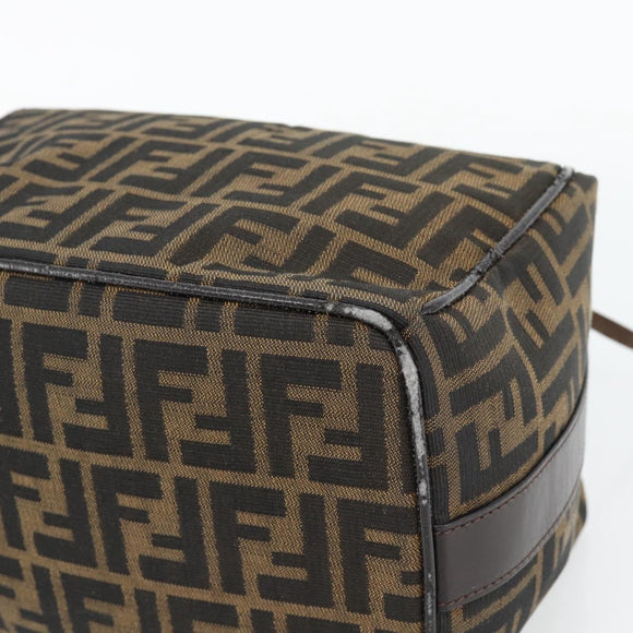 FENDI Zucca Canvas Vanity Handtasche Schwarz Braun Auth 181755