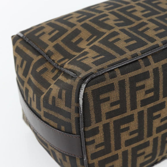 FENDI Zucca Canvas Vanity Handtasche Schwarz Braun Auth 181755