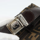 FENDI Zucca Canvas Vanity Handtasche Schwarz Braun Auth 181755-17