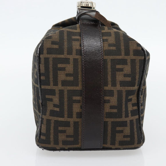 FENDI Zucca Canvas Vanity Handtasche Schwarz Braun Auth 181755