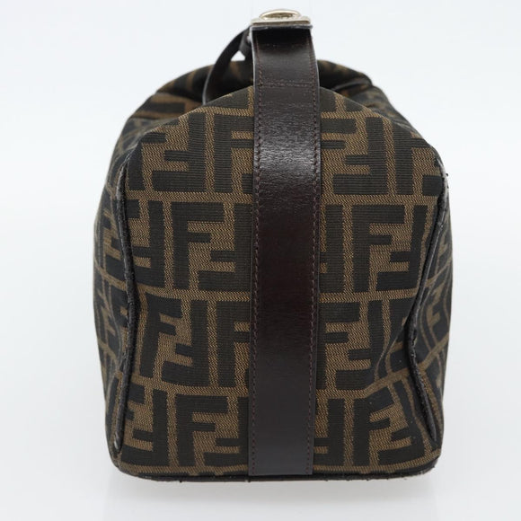 FENDI Zucca Canvas Vanity Handtasche Schwarz Braun Auth 181755